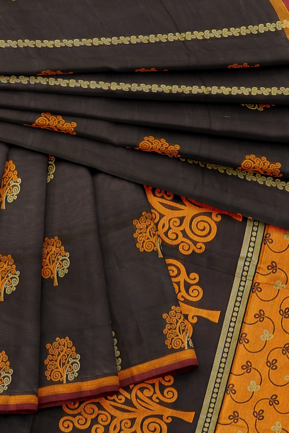 sri kumaran stores kora cotton saree pinkish blue saree with pink border 4