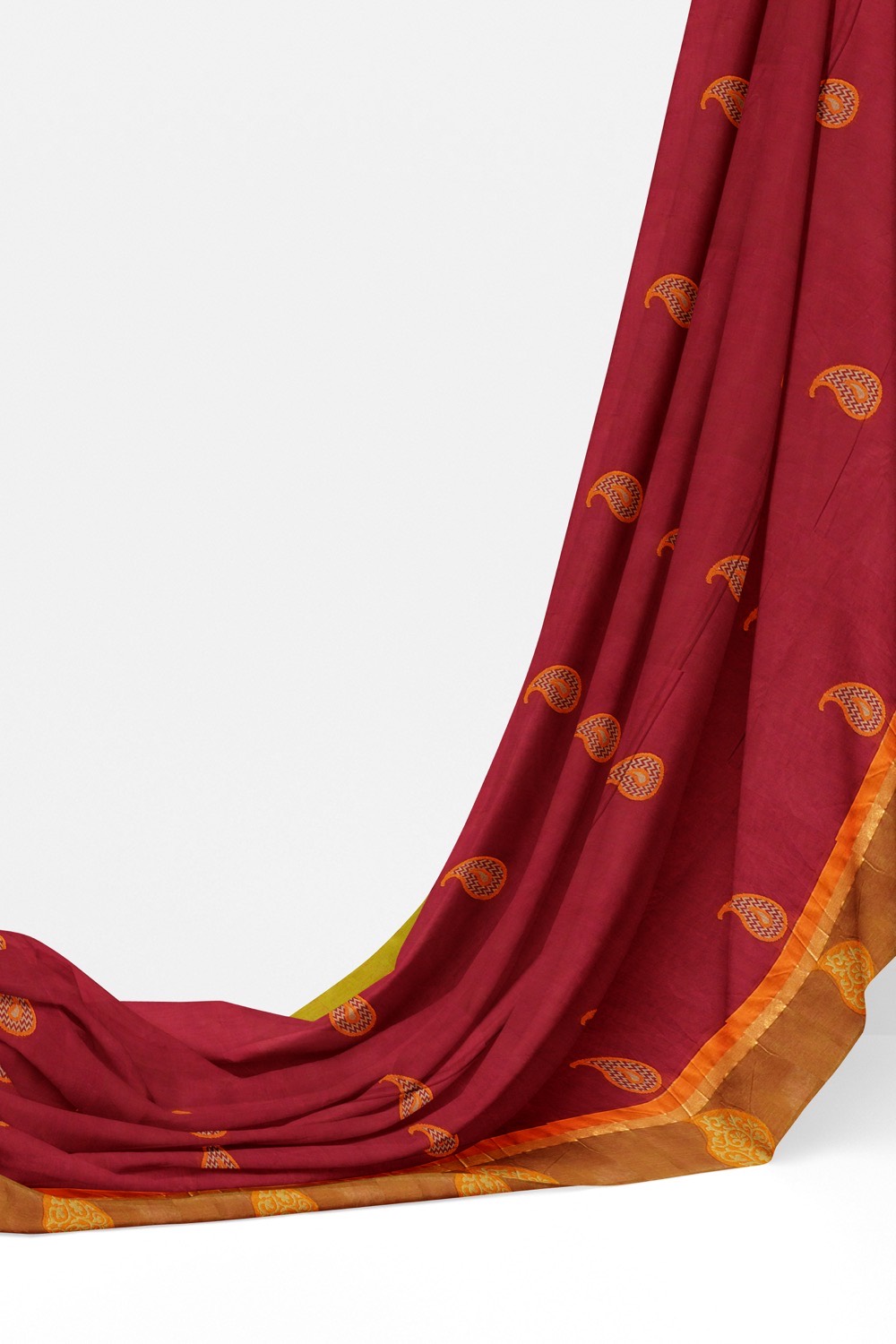 sri kumaran stores kora cotton saree red saree with brown border 3