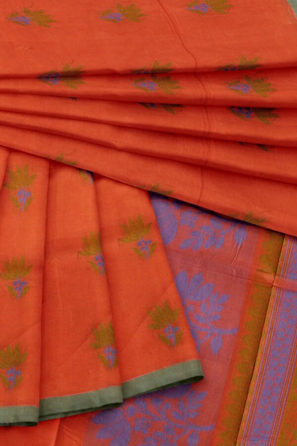 sri kumaran stores kora cotton saree red saree with green border 4