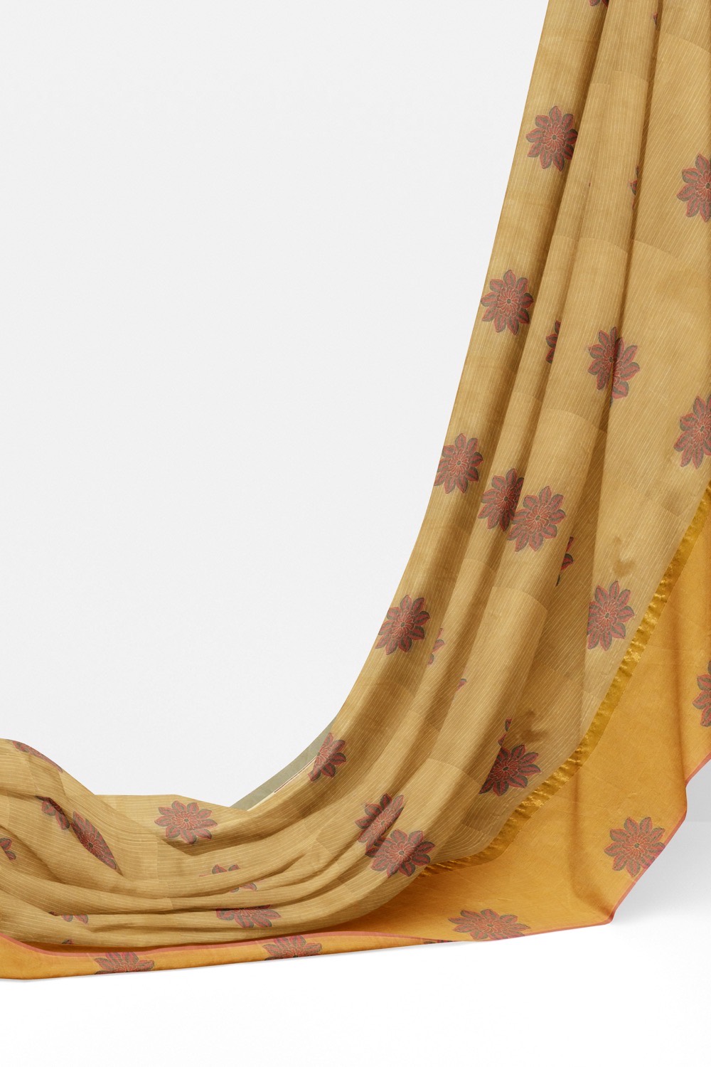 sri kumaran stores kora cotton saree sandal saree with golden pink border 3