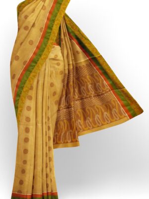 sri kumaran stores kora cotton saree sandal saree with green border 1