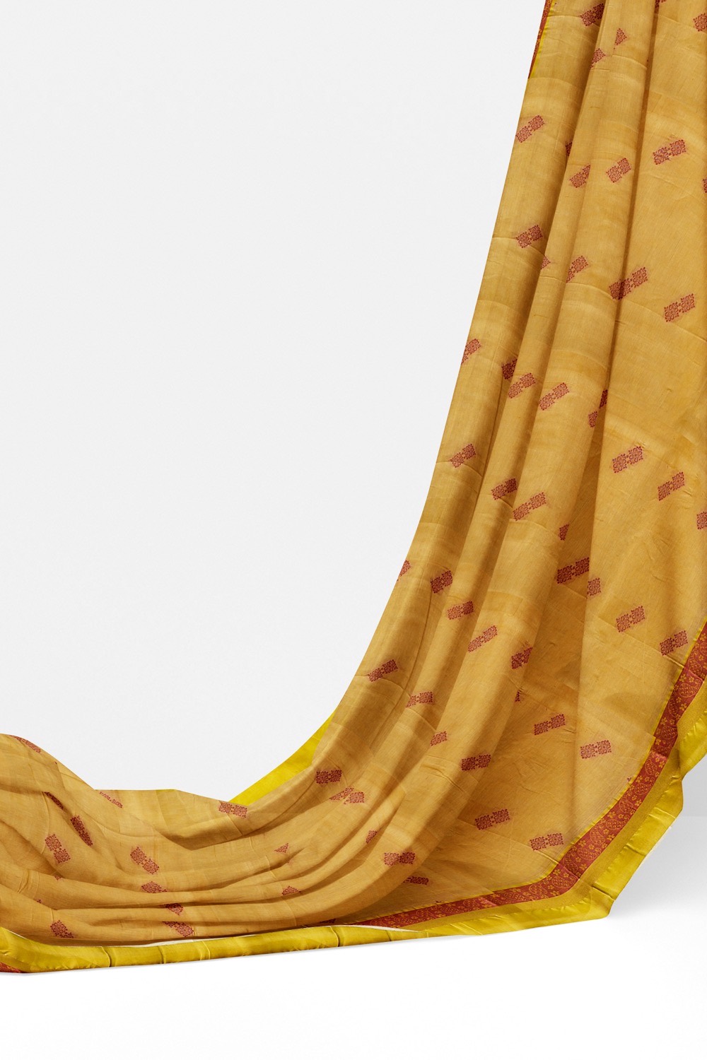 sri kumaran stores kora cotton saree sandal saree with yellow border 3