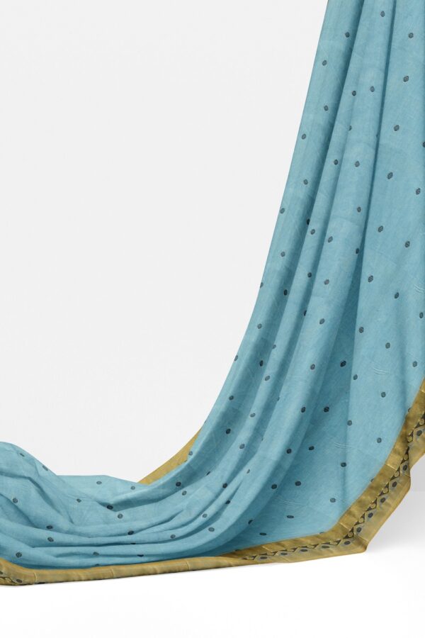 sri kumaran stores kora cotton saree sky blue saree with golden border 3