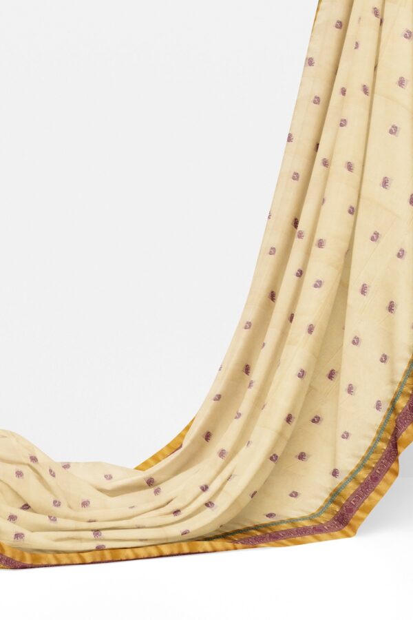 sri kumaran stores kora cotton saree white saree with golden border 3