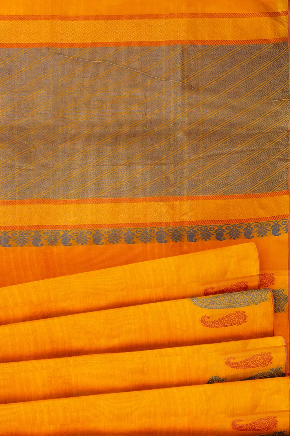 sri kumaran stores kora cotton saree yellow saree with floral border 5
