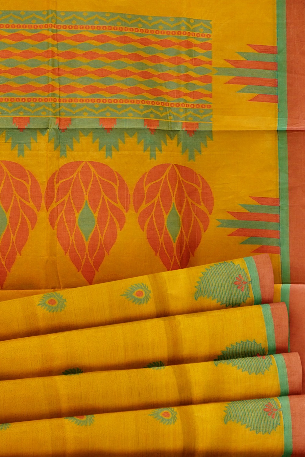 sri kumaran stores kora cotton saree yellow saree with red border 5