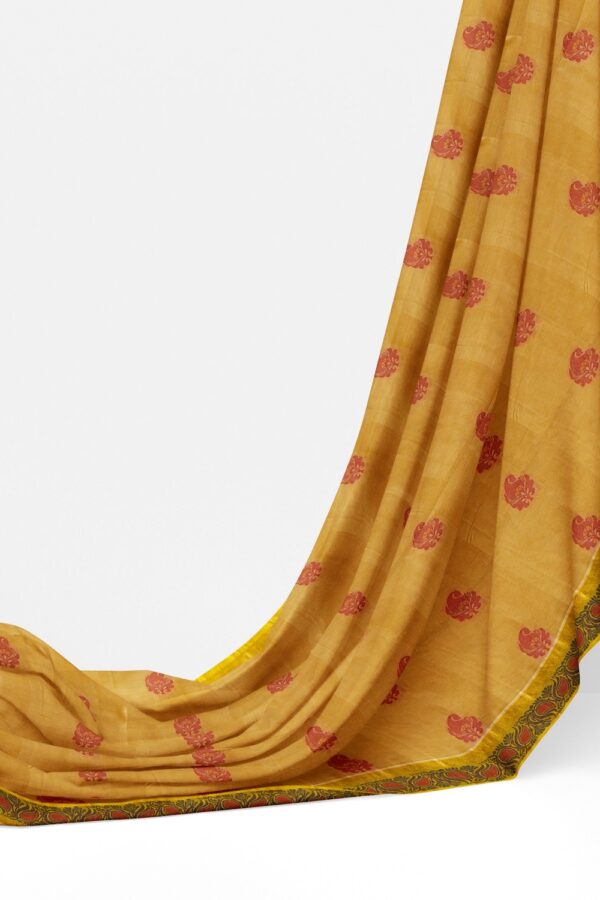 sri kumaran stores kora cotton saree yellow saree with yellow border 3