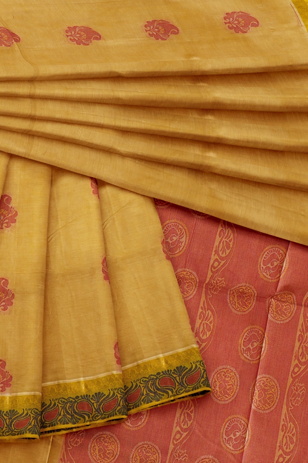 sri kumaran stores kora cotton saree yellow saree with yellow border 4