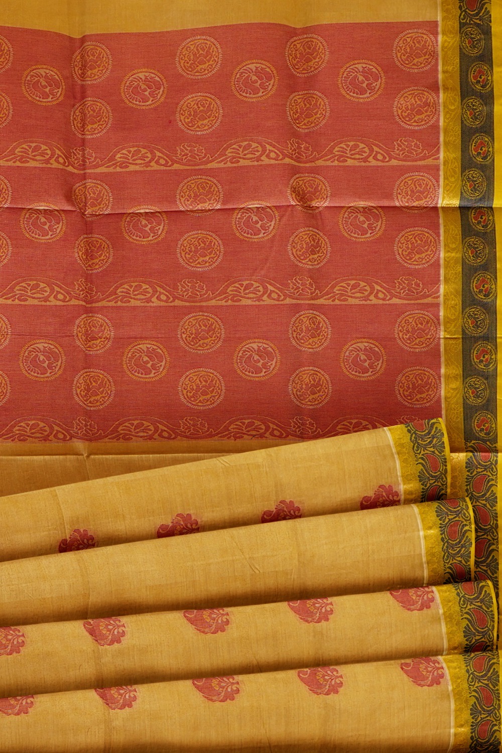 sri kumaran stores kora cotton saree yellow saree with yellow border 5