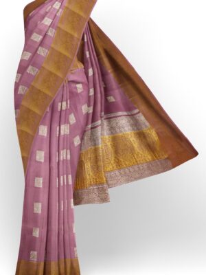 sri kumaran stores mysuru silk saree baby pink saree with silver and and golden zari 1