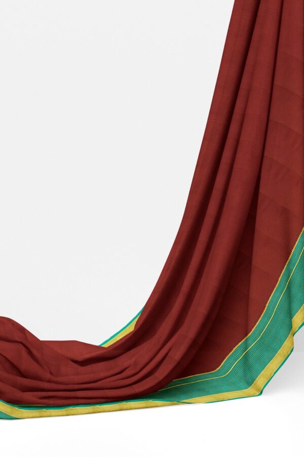 sri kumaran stores mysuru silk saree brown saree with gerulean blue pallu and border 3