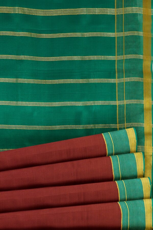 sri kumaran stores mysuru silk saree brown saree with gerulean blue pallu and border 5