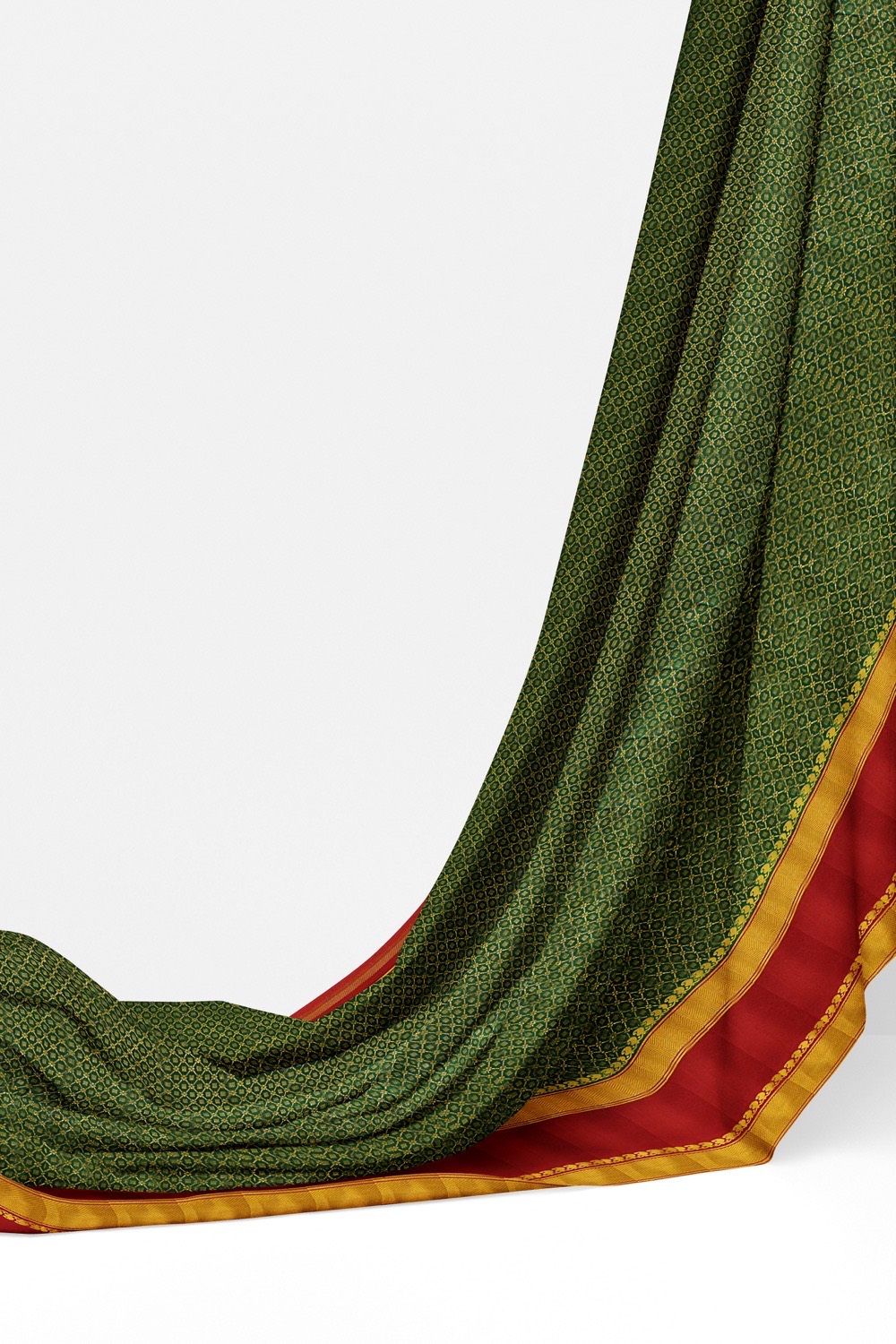 sri kumaran stores mysuru silk saree dark green full zari saree with red border 3