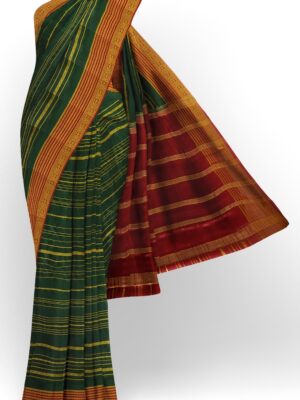 sri kumaran stores mysuru silk saree dark green saree with red border 1