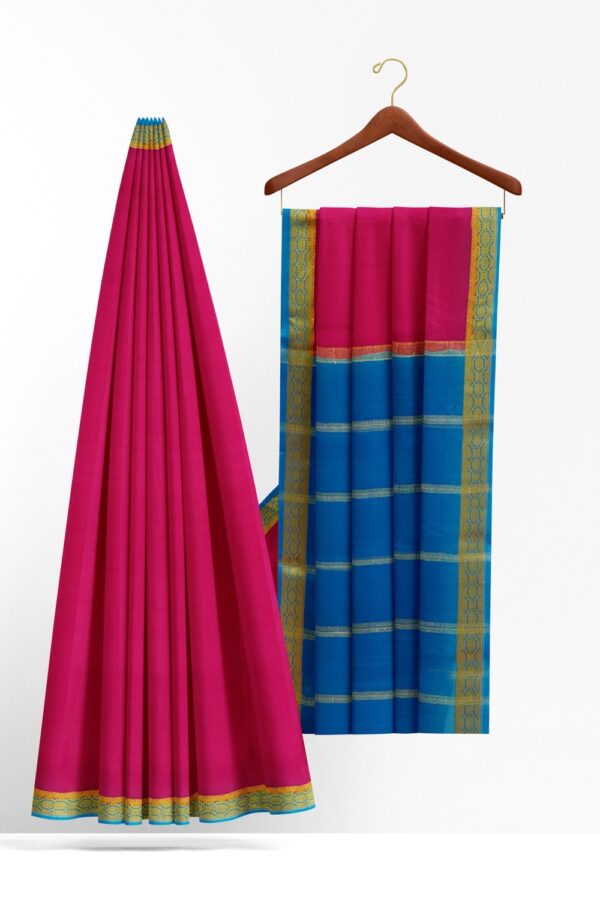 sri kumaran stores mysuru silk saree dark pink saree with dodger blue pallu and border 2