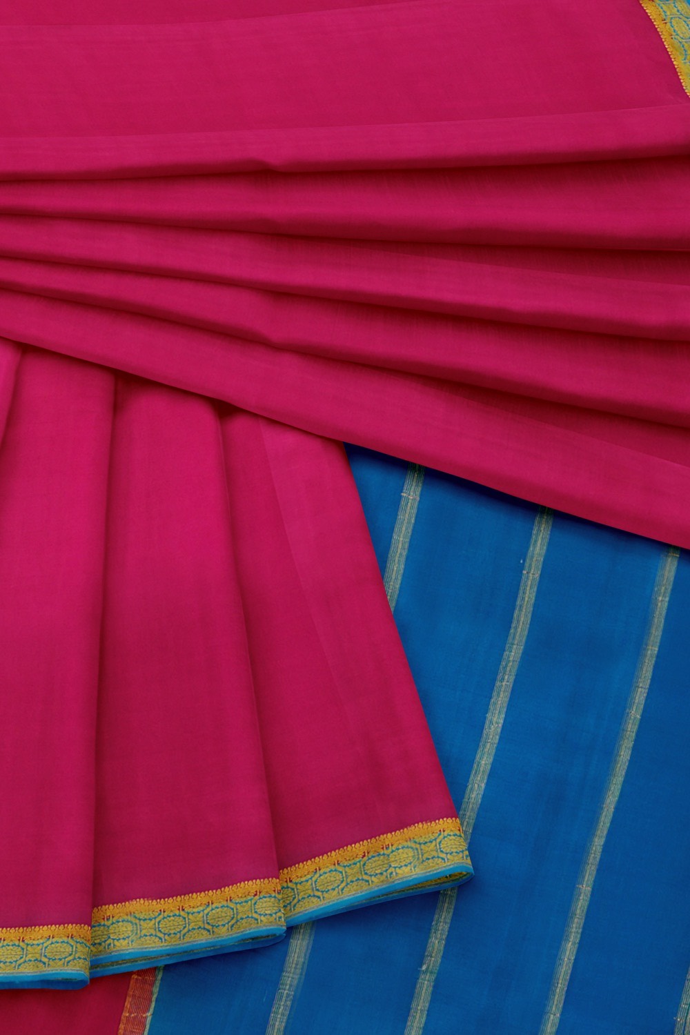 sri kumaran stores mysuru silk saree dark pink saree with dodger blue pallu and border 4