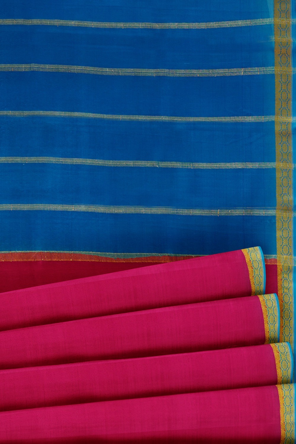 sri kumaran stores mysuru silk saree dark pink saree with dodger blue pallu and border 5