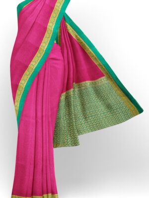 sri kumaran stores mysuru silk saree dark pink saree with tarquoise blue border 1