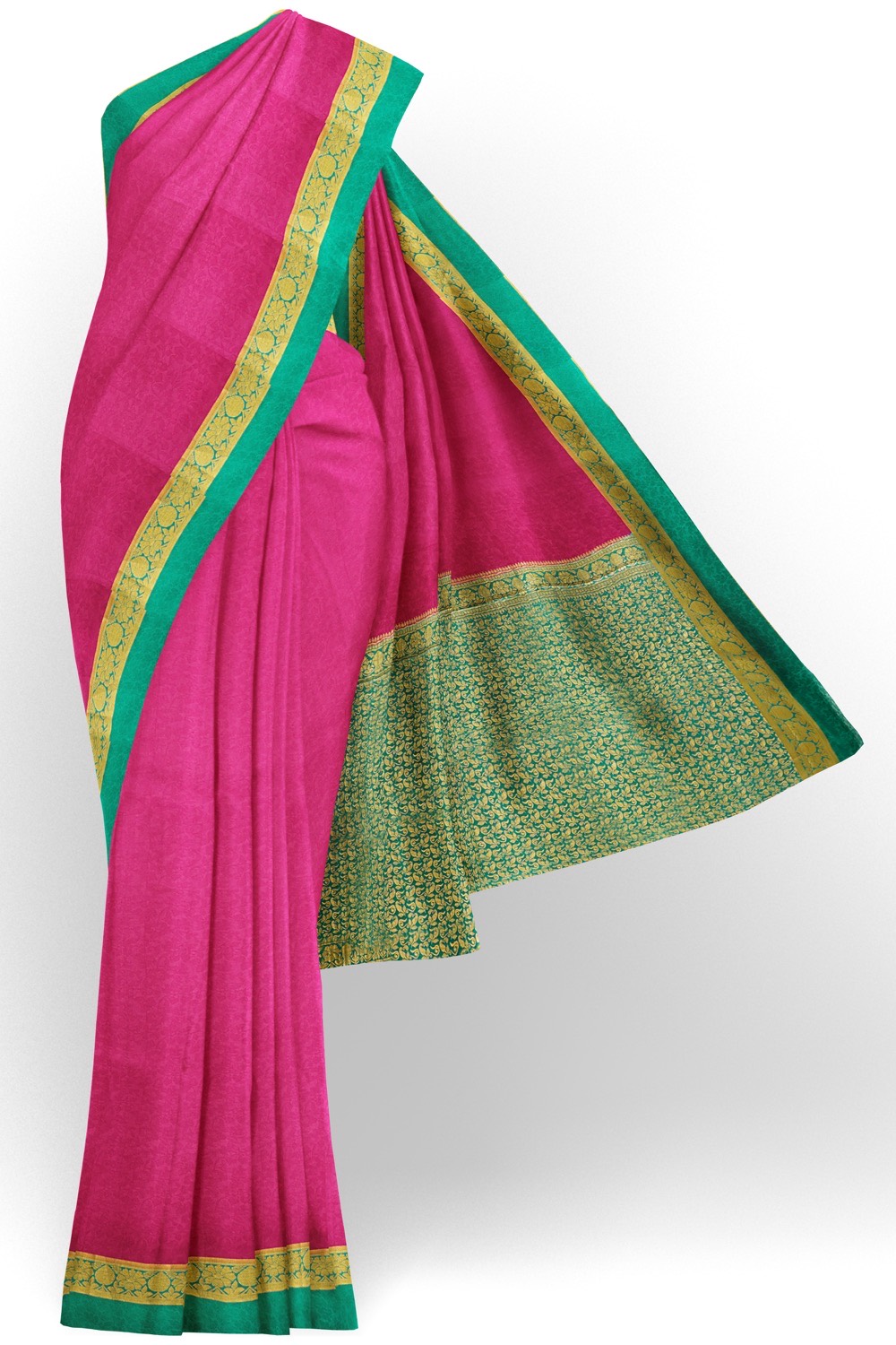 sri kumaran stores mysuru silk saree dark pink saree with tarquoise blue border 1