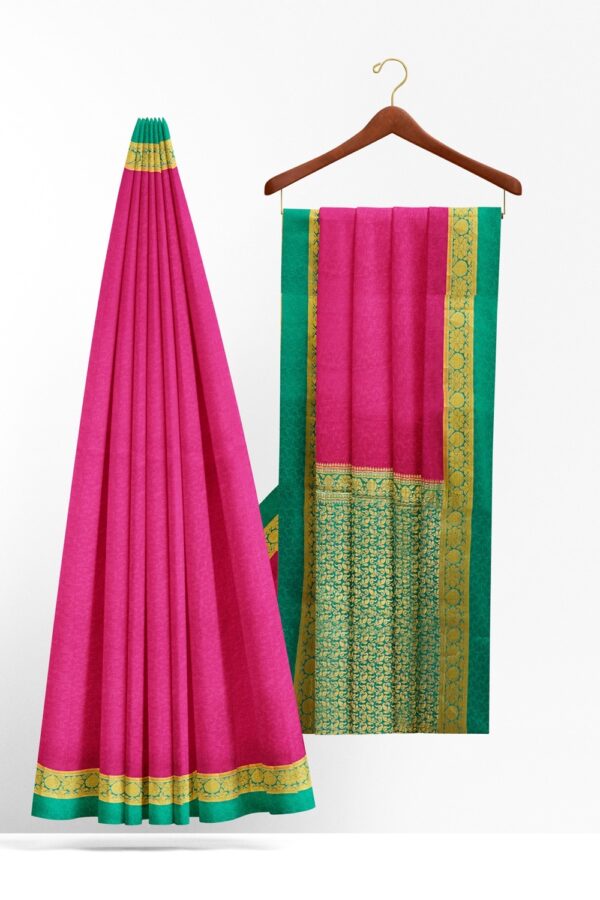 sri kumaran stores mysuru silk saree dark pink saree with tarquoise blue border 2