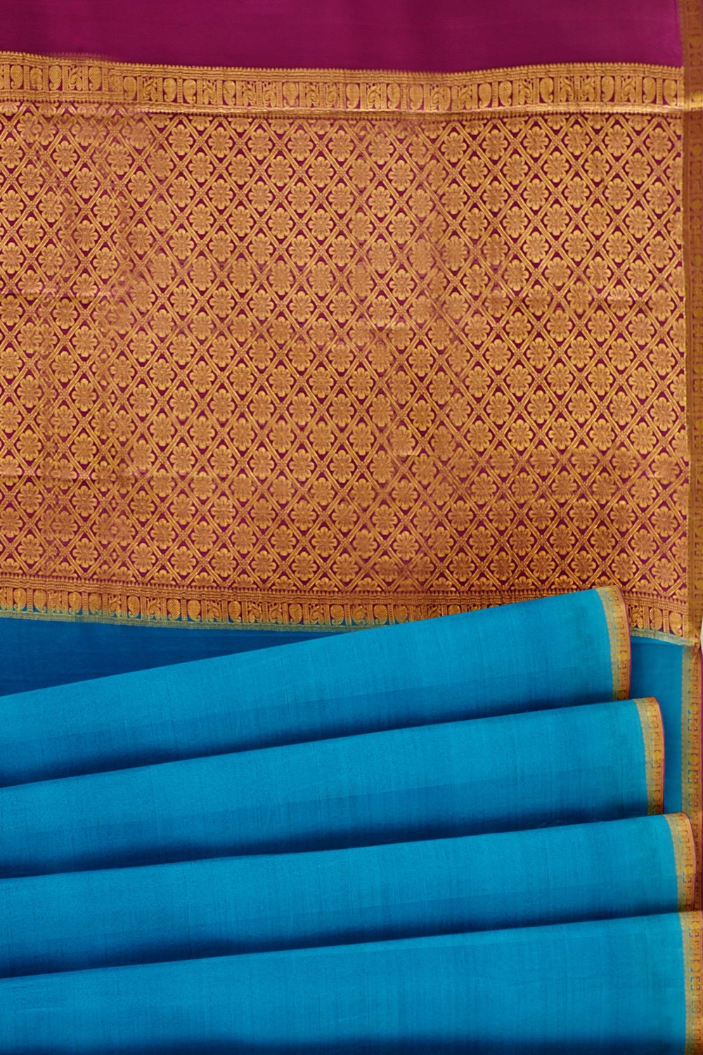 sri kumaran stores mysuru silk saree dodger blue saree with dark violet border 5