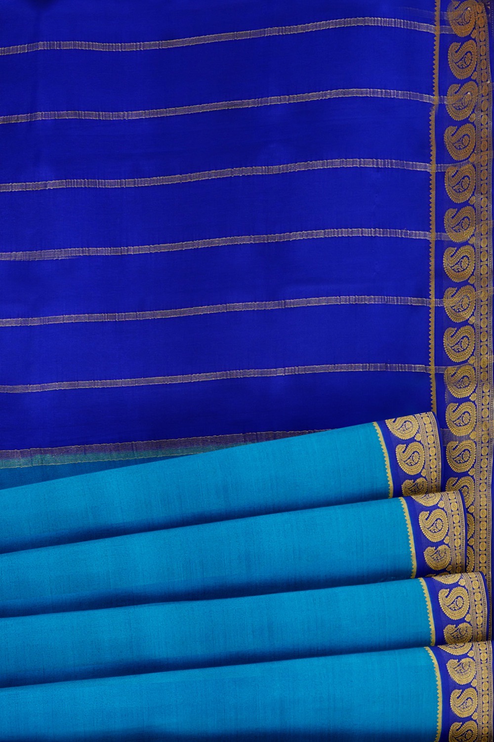 sri kumaran stores mysuru silk saree dodger blue saree with persian blue pallu 5