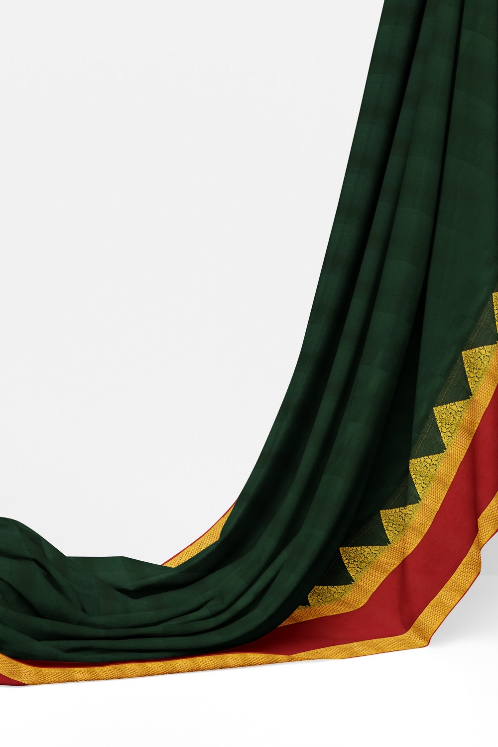 sri kumaran stores mysuru silk saree forest green saree with red border 3