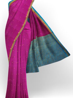 sri kumaran stores mysuru silk saree fuschia pink saree with blue pallu 1