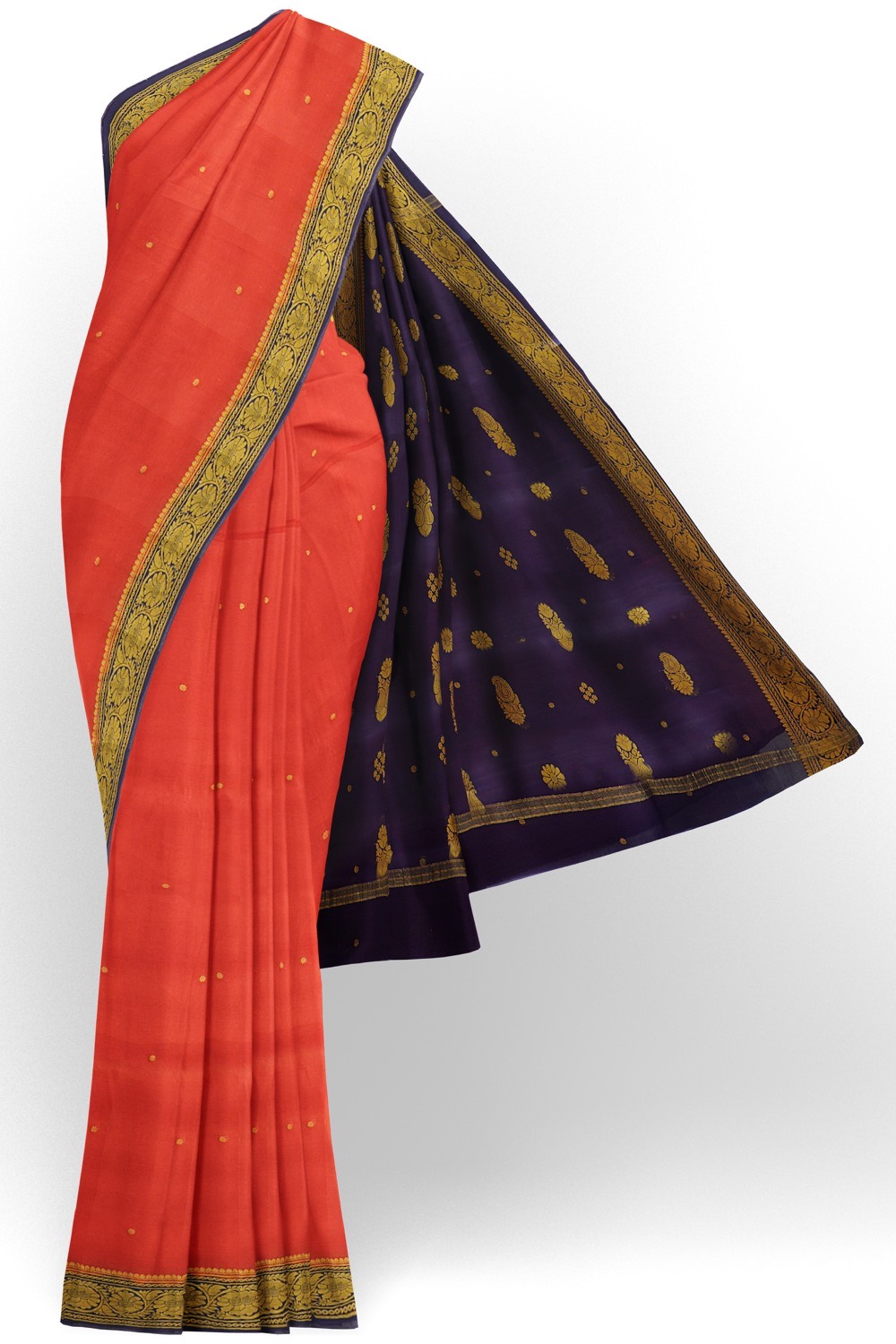 sri kumaran stores mysuru silk saree imperial red saree with navy blue pallu and border 1