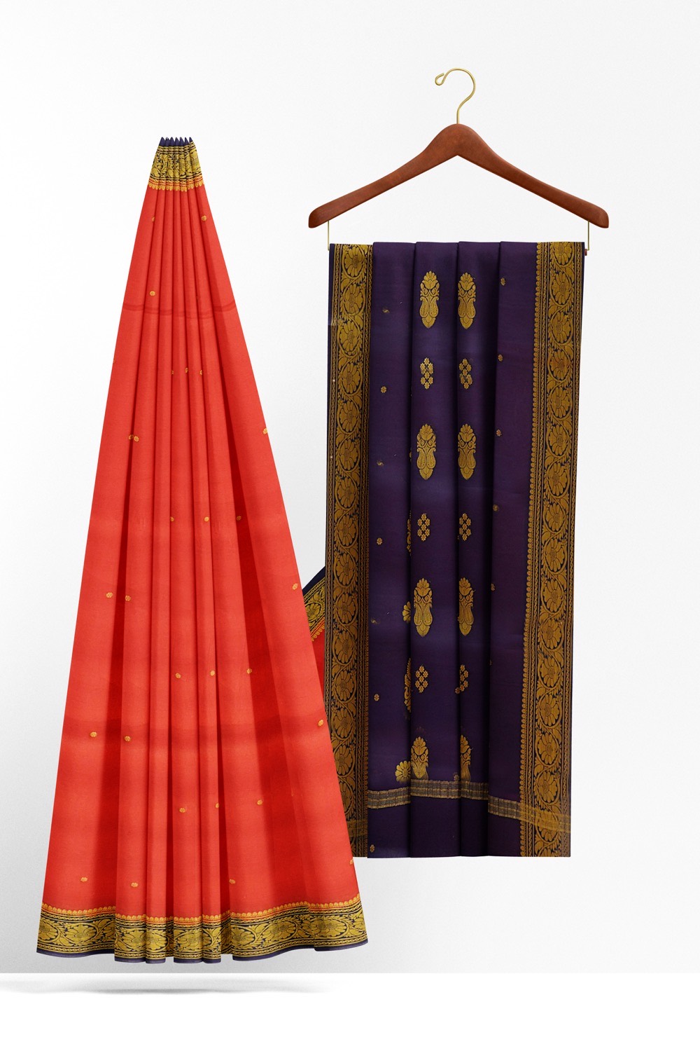 sri kumaran stores mysuru silk saree imperial red saree with navy blue pallu and border 2