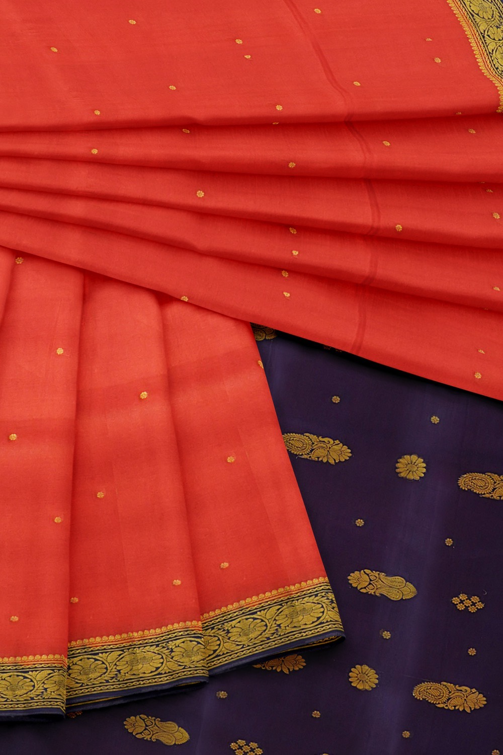 sri kumaran stores mysuru silk saree imperial red saree with navy blue pallu and border 4