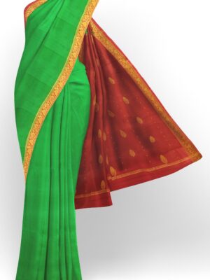 sri kumaran stores mysuru silk saree jade green with maroon border 1