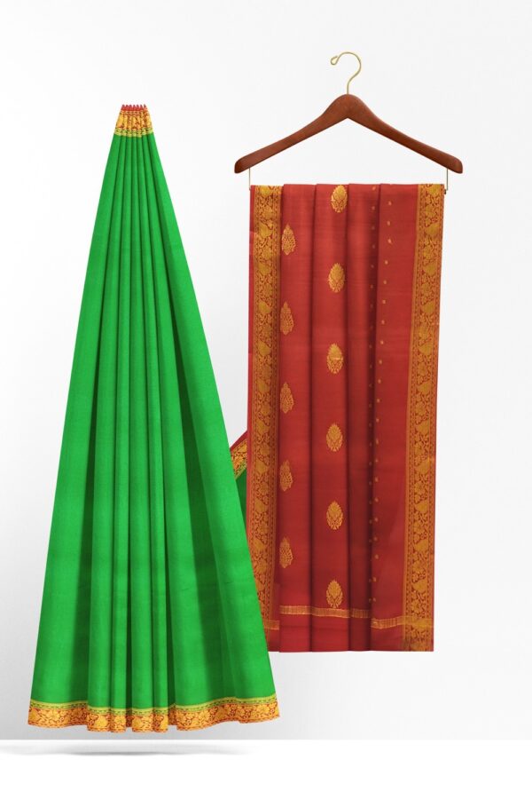 sri kumaran stores mysuru silk saree jade green with maroon border 2