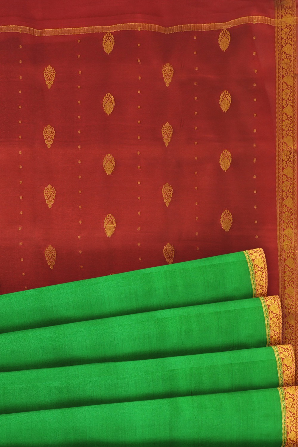 sri kumaran stores mysuru silk saree jade green with maroon border 5