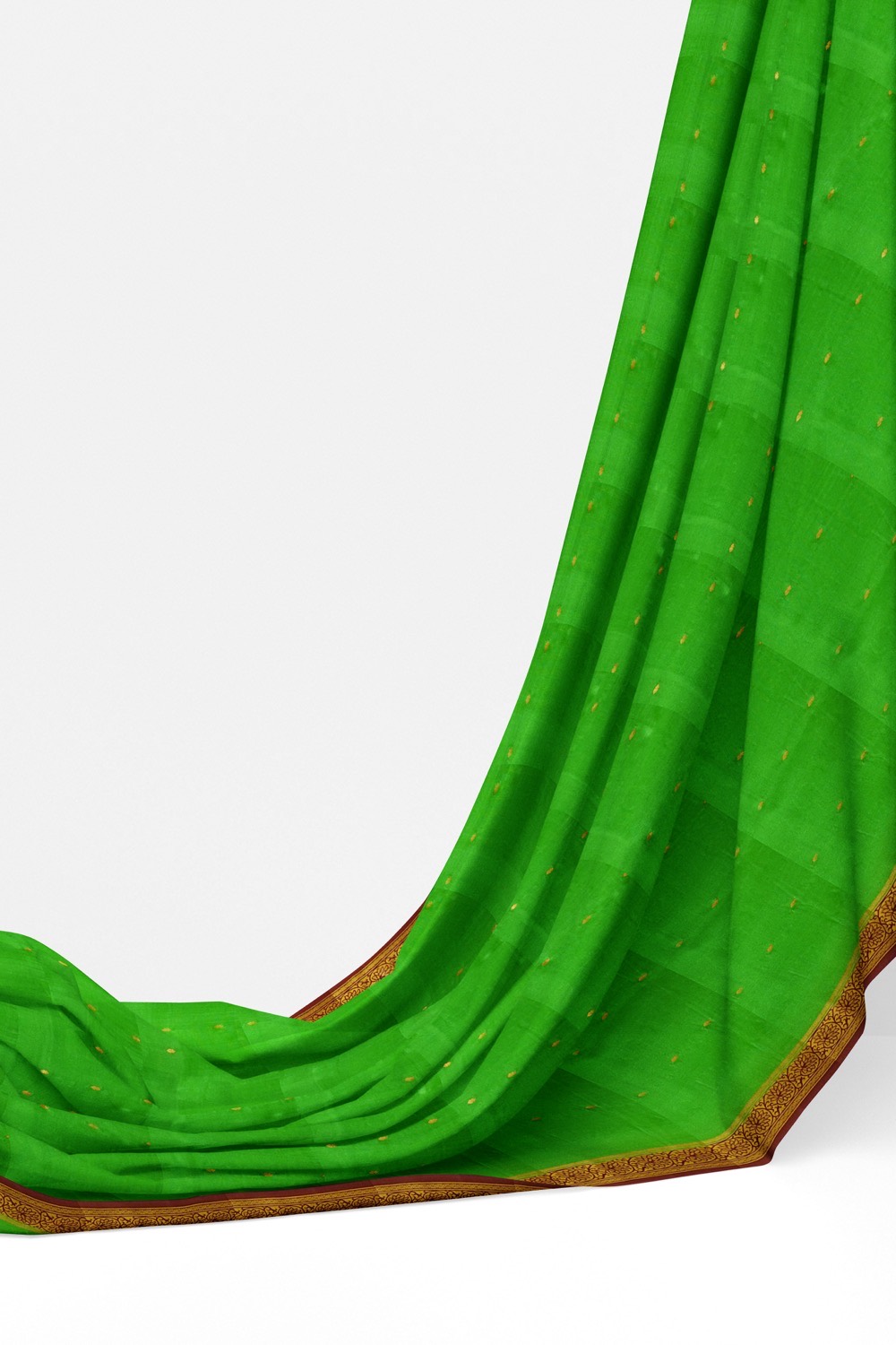 sri kumaran stores mysuru silk saree lawn green saree with brown pallu and border 3