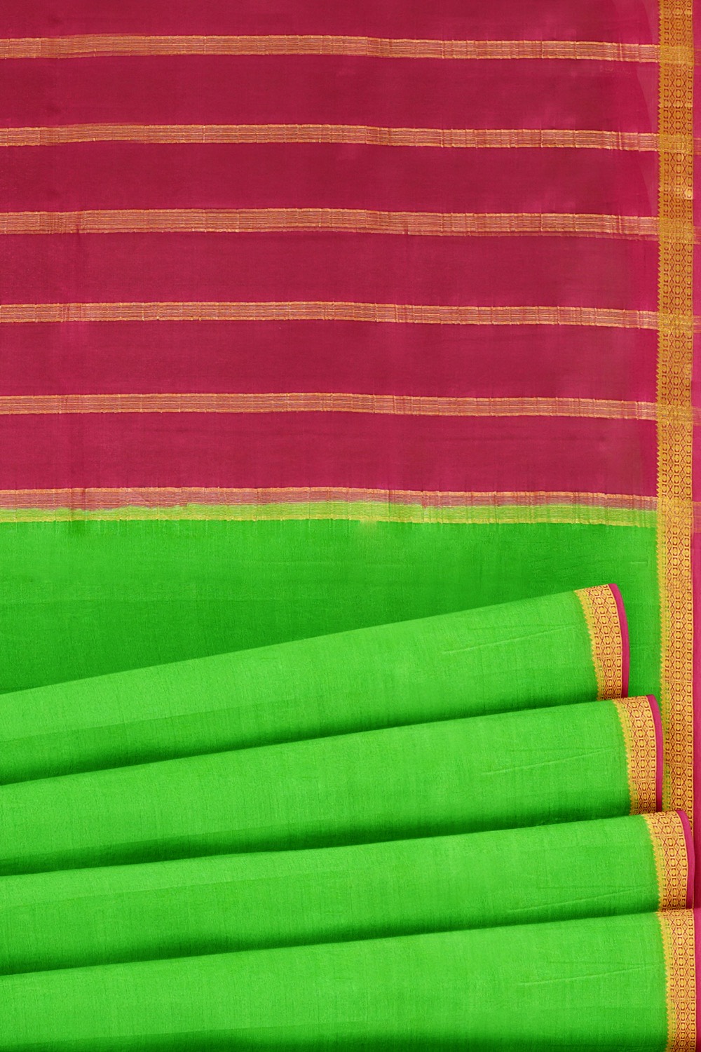 sri kumaran stores mysuru silk saree lawn green saree with medium violetred pallu 5