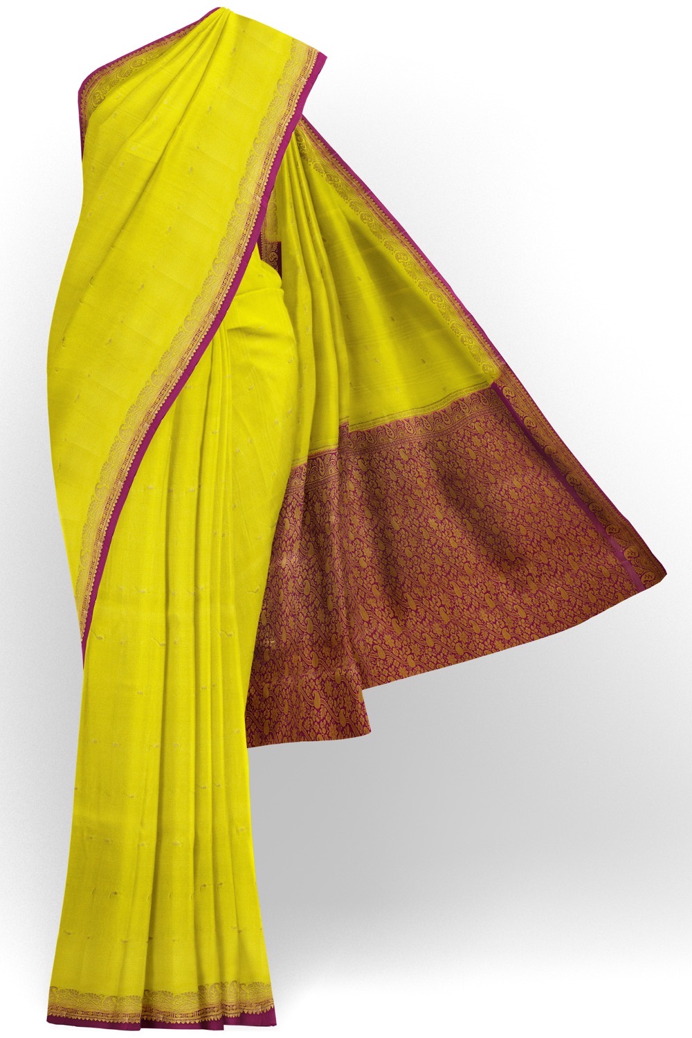 sri kumaran stores mysuru silk saree lime green saree with violet border and pallu 1