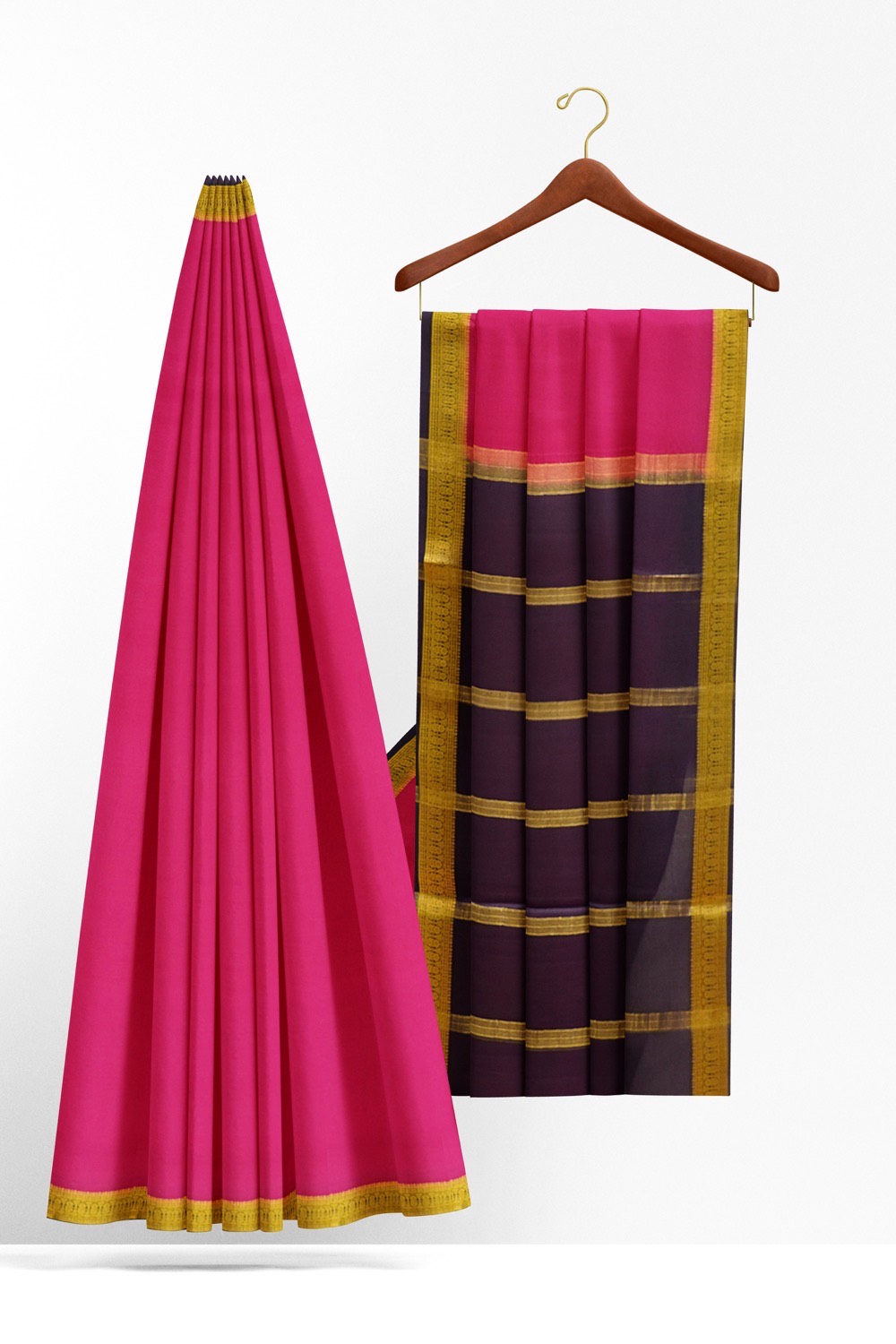 sri kumaran stores mysuru silk saree medium violet red saree with purple border 2