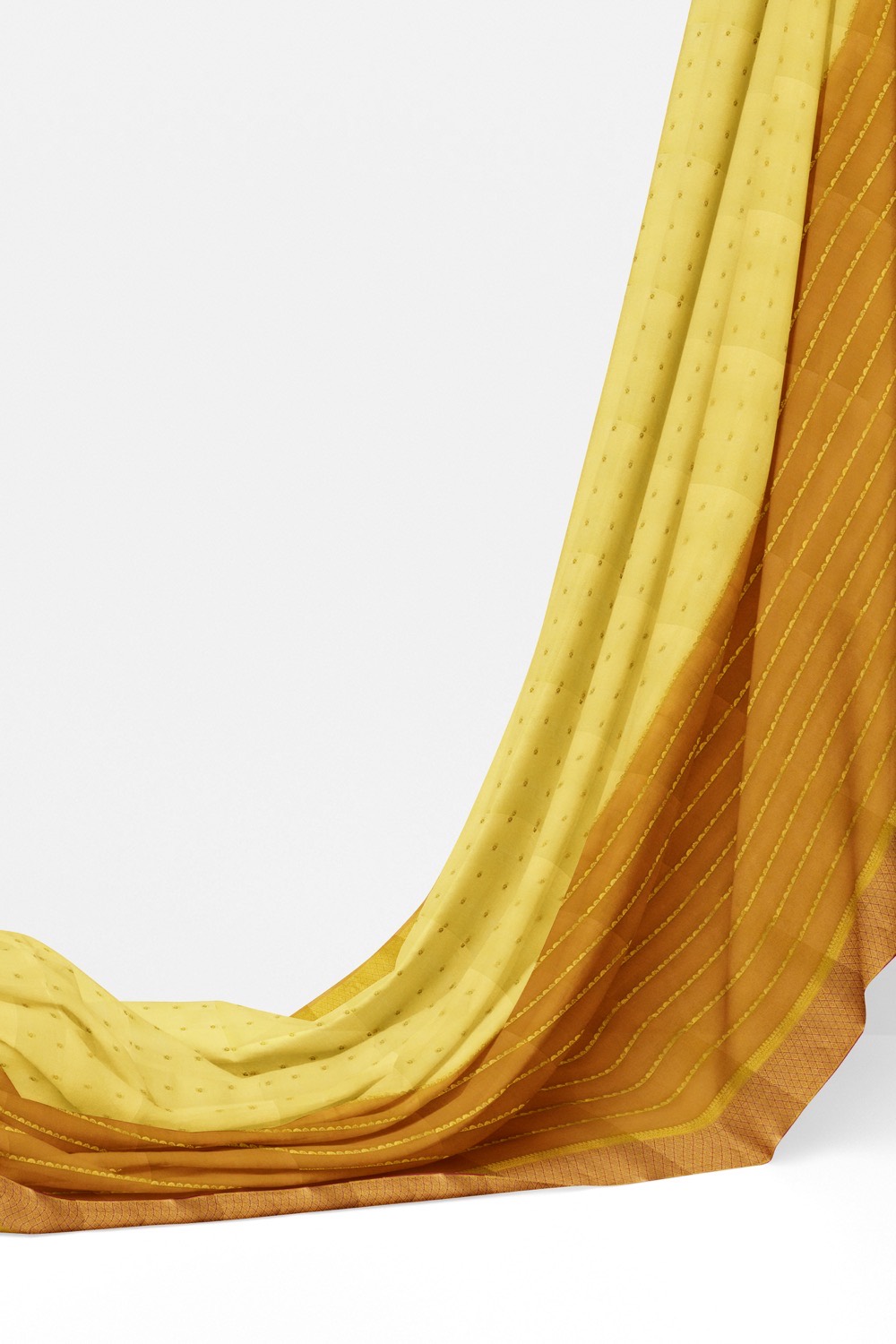 sri kumaran stores mysuru silk saree mustard with pale yellow saree with golden zari 3