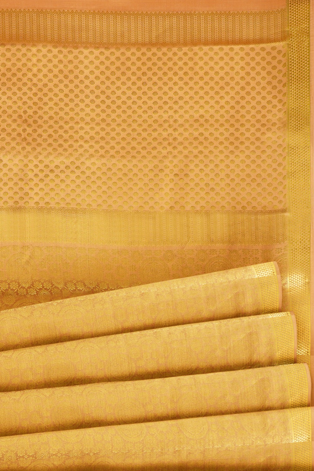 sri kumaran stores mysuru silk saree peach color saree with heavy work golden zari 5