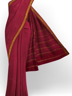 sri kumaran stores mysuru silk saree plain magenta saree with golden zari border 1