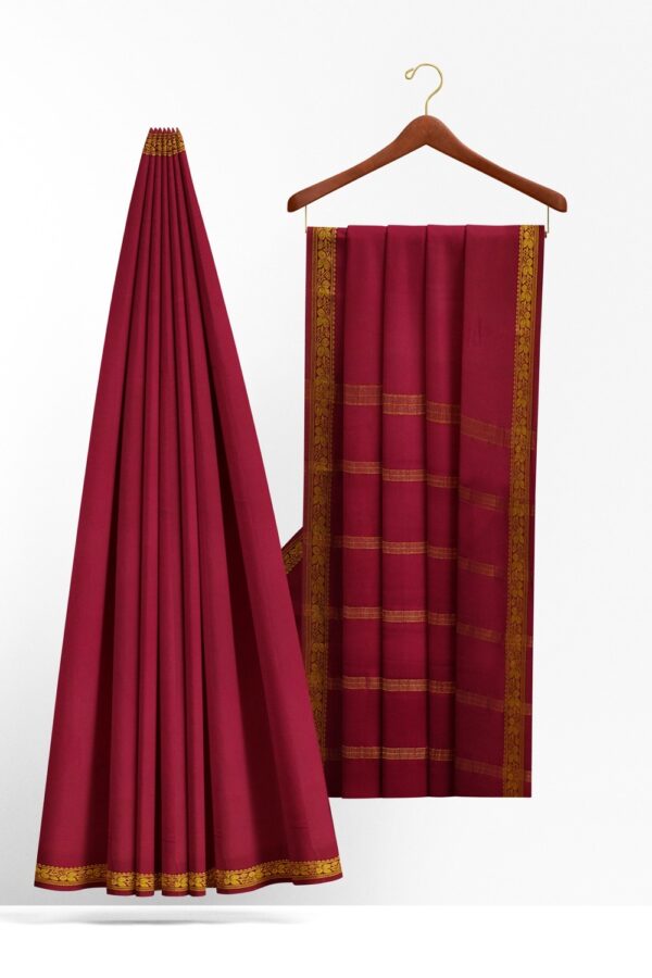 sri kumaran stores mysuru silk saree plain magenta saree with golden zari border 2