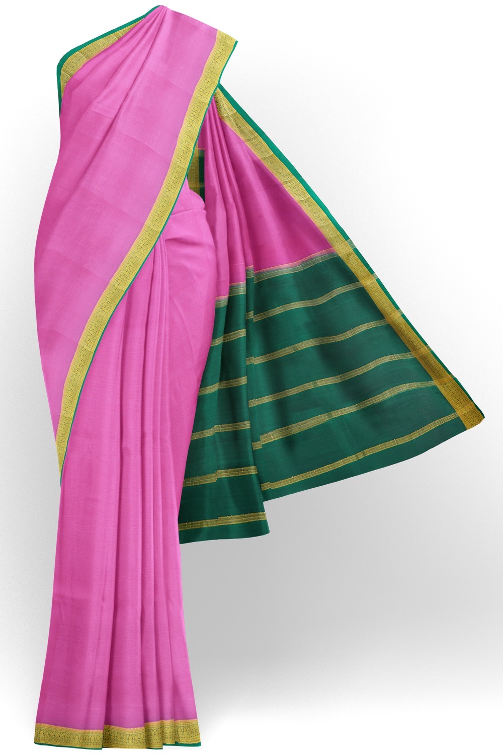 sri kumaran stores mysuru silk saree rose pink saree with cerulean blue pallu and border 1