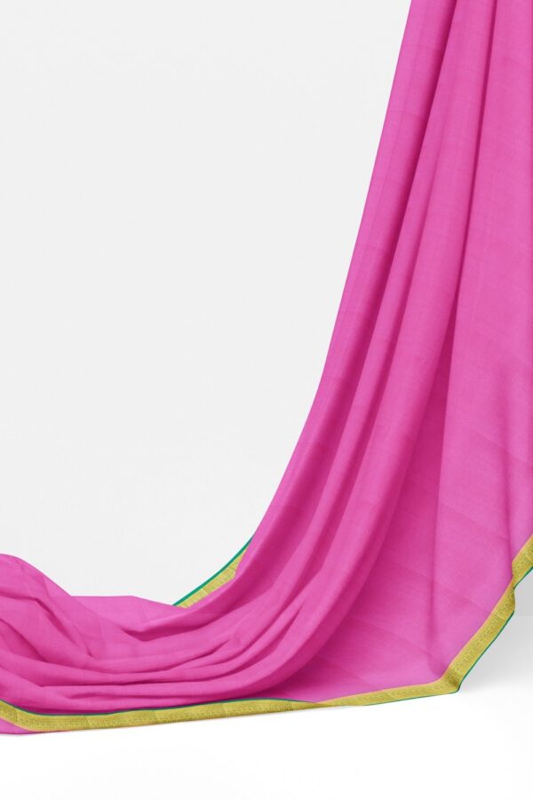 sri kumaran stores mysuru silk saree rose pink saree with cerulean blue pallu and border 3