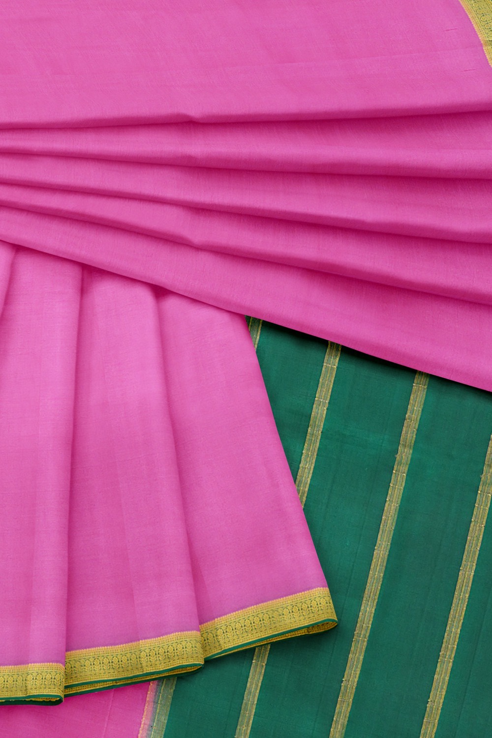 sri kumaran stores mysuru silk saree rose pink saree with cerulean blue pallu and border 4