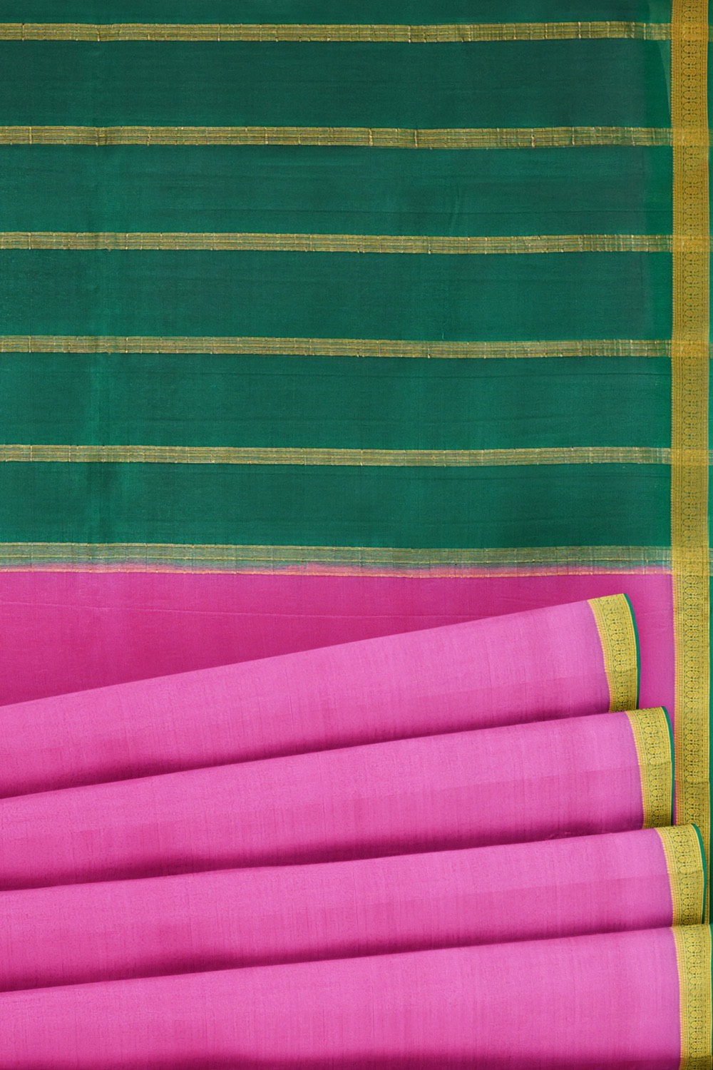 sri kumaran stores mysuru silk saree rose pink saree with cerulean blue pallu and border 5