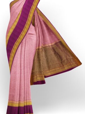 sri kumaran stores mysuru silk saree rose pink saree with purple border 1