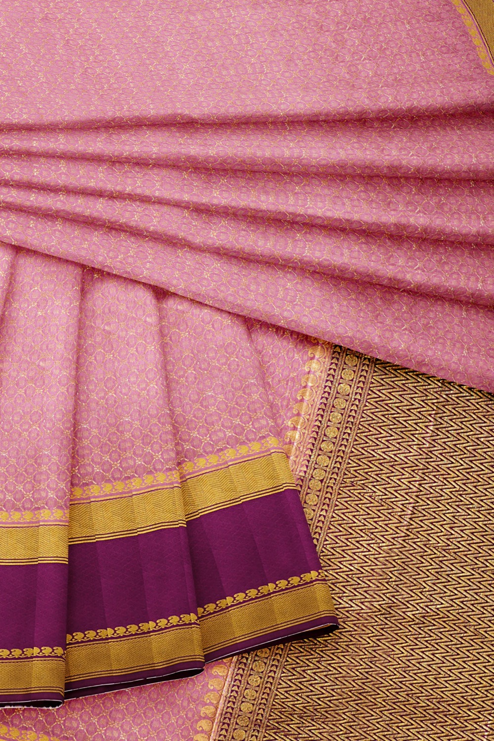 sri kumaran stores mysuru silk saree rose pink saree with purple border 4
