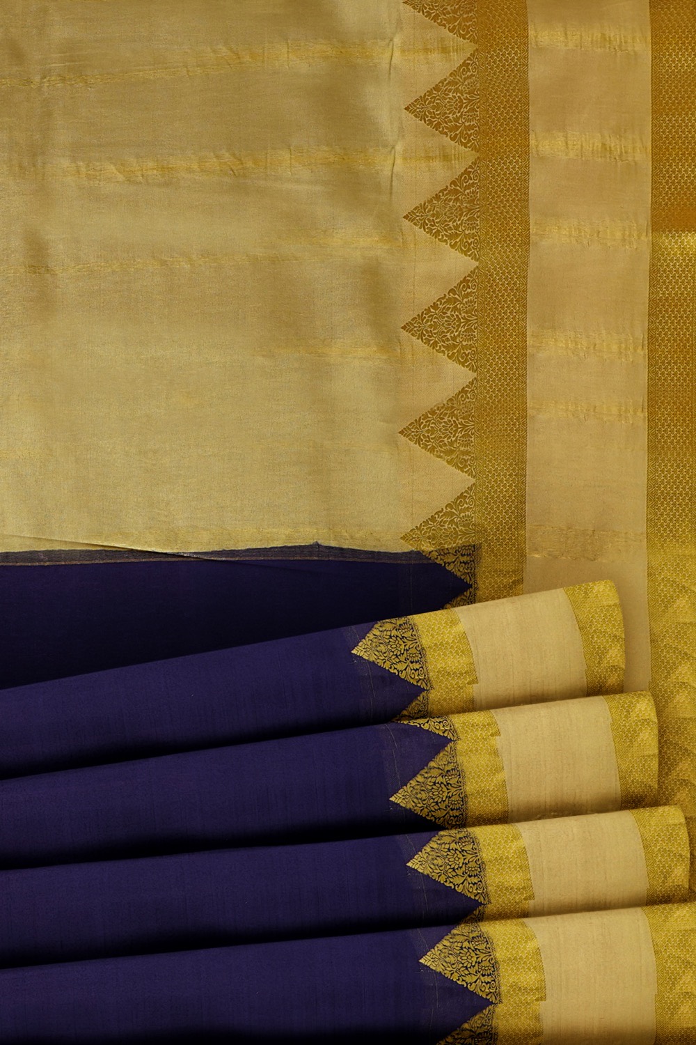 sri kumaran stores mysuru silk saree royal blue saree with beige pallu and border 5