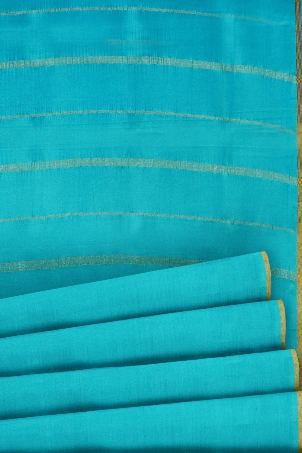 sri kumaran stores mysuru silk saree sky blue plain saree with thin golden zari border 5